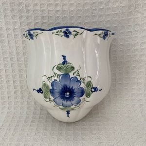 Vestal Hand Painted Alcobach Portugal Floral Wall Pocket